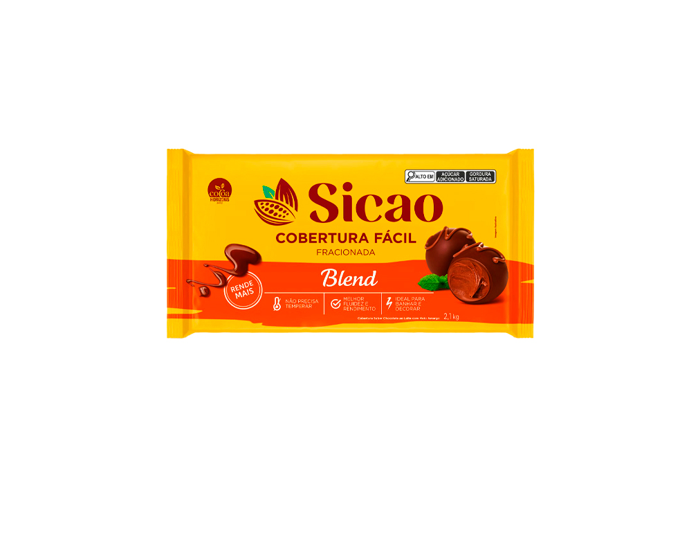 CHOCOLATE COBERTURA AO LEITE COM MEIO AMARGO BLEND SICAO 2,1 KG (CX 5 UN)